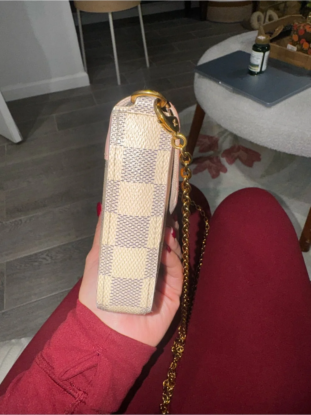 LOUIS VUITTON Damier Azur Calfskin Pochette Felicie Eau de Rose